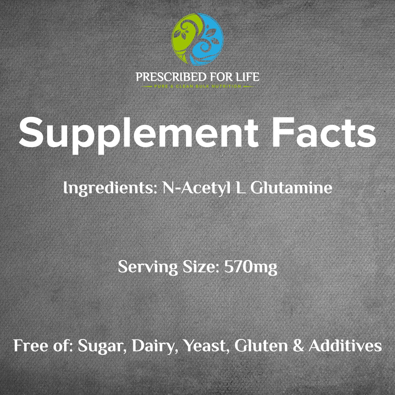 Prescribed For Life N-Acetyl L-Glutamine Powder – Pure L-Glutamine Amino Acid Supplement for Gut Health & Muscle Recovery | Gluten-Free, Vegan, Kosher, Non-GMO (5kg / 11lb) – Supports Digestion, Workout Recovery & Immune System