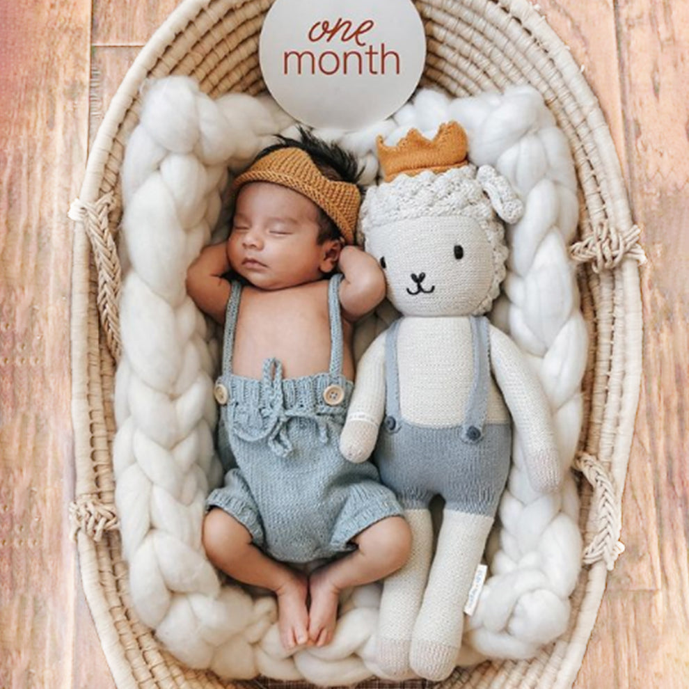 Cuddle + Kind Sebastian the Lamb Handmade Knit Doll - Donates 10 Meals to Children in Need | Perfect Gift for Babies, Kids & Nursery Decor