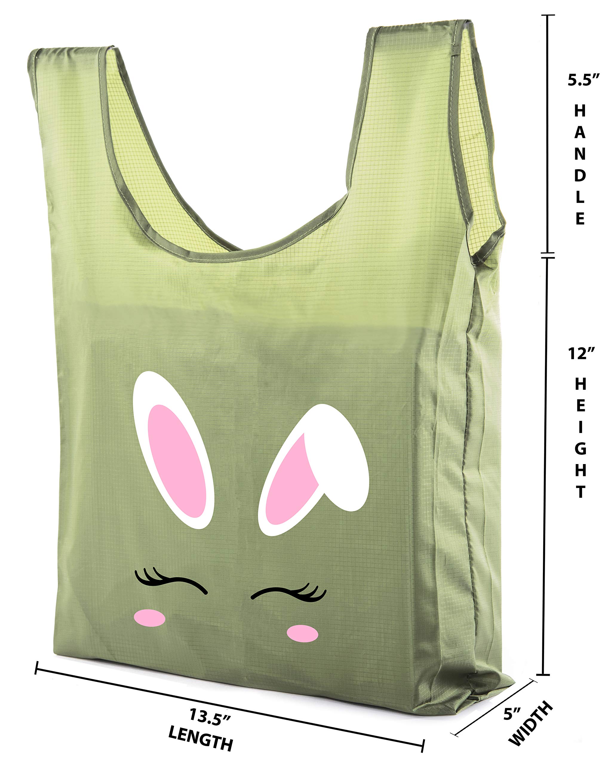 Easter Basket Bags - Bulk Reusable Grocery Tote Bags for Easter Egg Hunt with Cute Bunny Face Design | Perfect for Easter Gifts, Party Favors & Spring Celebrations