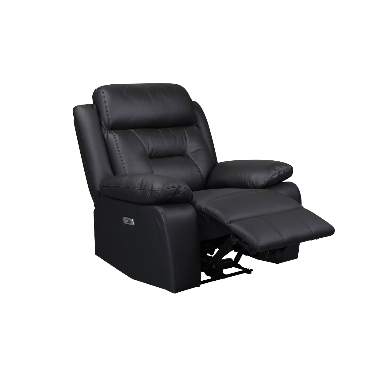 Premium Black Leather Power Recliner with USB Charging Ports - Modern Electric Massage Chair for Living Room, Home Theater & Office Relaxation
