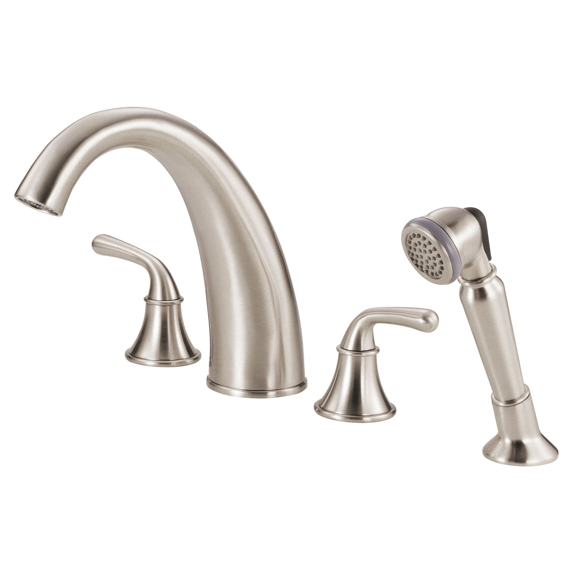 Danze Bannockburn Brushed Nickel Roman Tub Faucet with Sprayer & Rough-in Valve - Premium Bathroom Fixture for Spa-Like Relaxation & Luxury Bath Experience