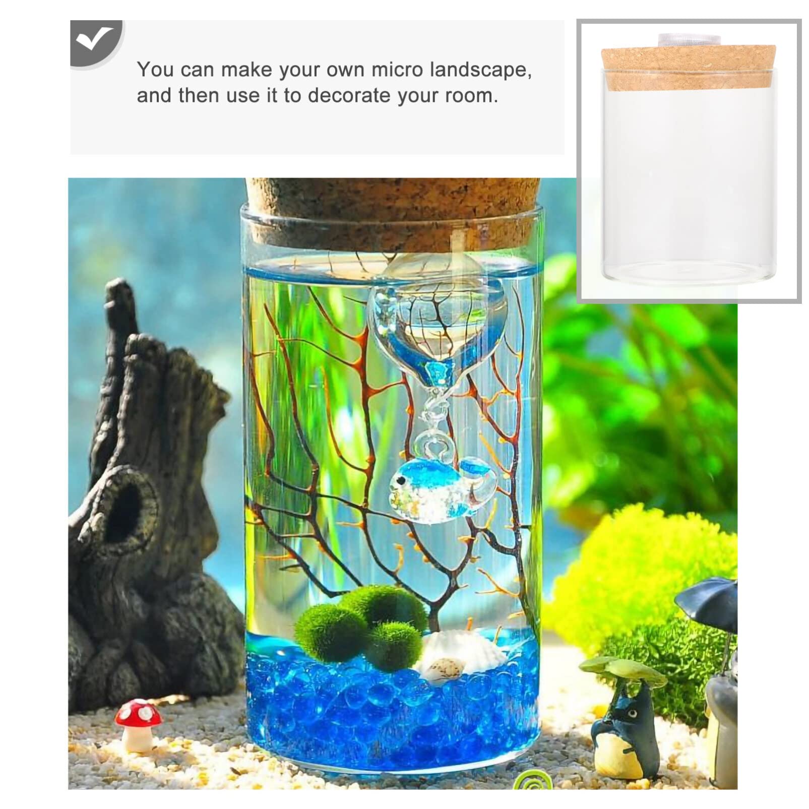 Mipcase LED Glass Terrarium Planter - Tabletop Glass Bottle Jar for Houseplants, Succulents & Air Plants - Perfect for Home, Office & Indoor Garden Decor