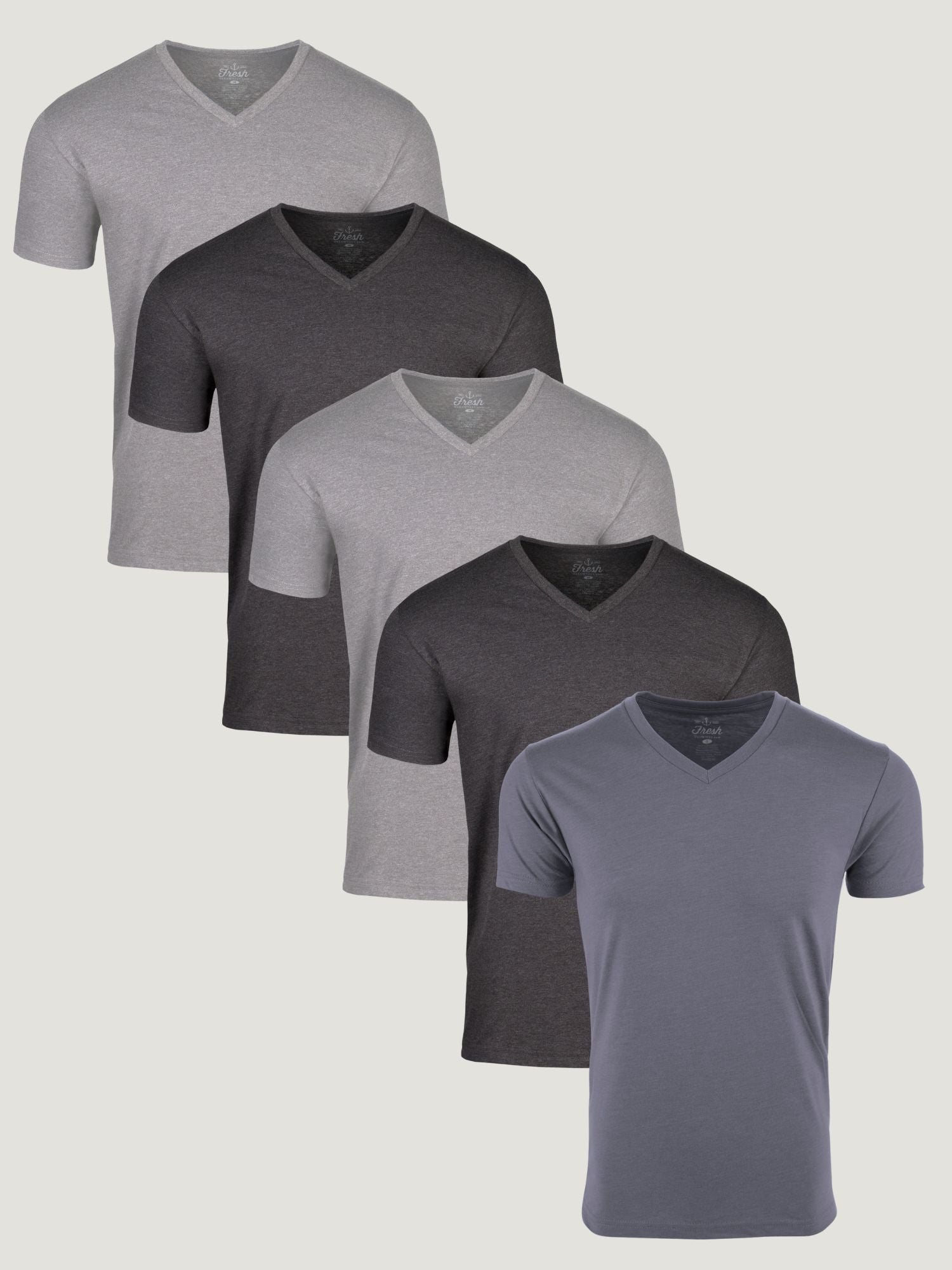 Premium All-Grey 5-Pack T-Shirts for Men - Soft Cotton Casual Tees - Perfect for Gym, Lounge & Everyday Wear