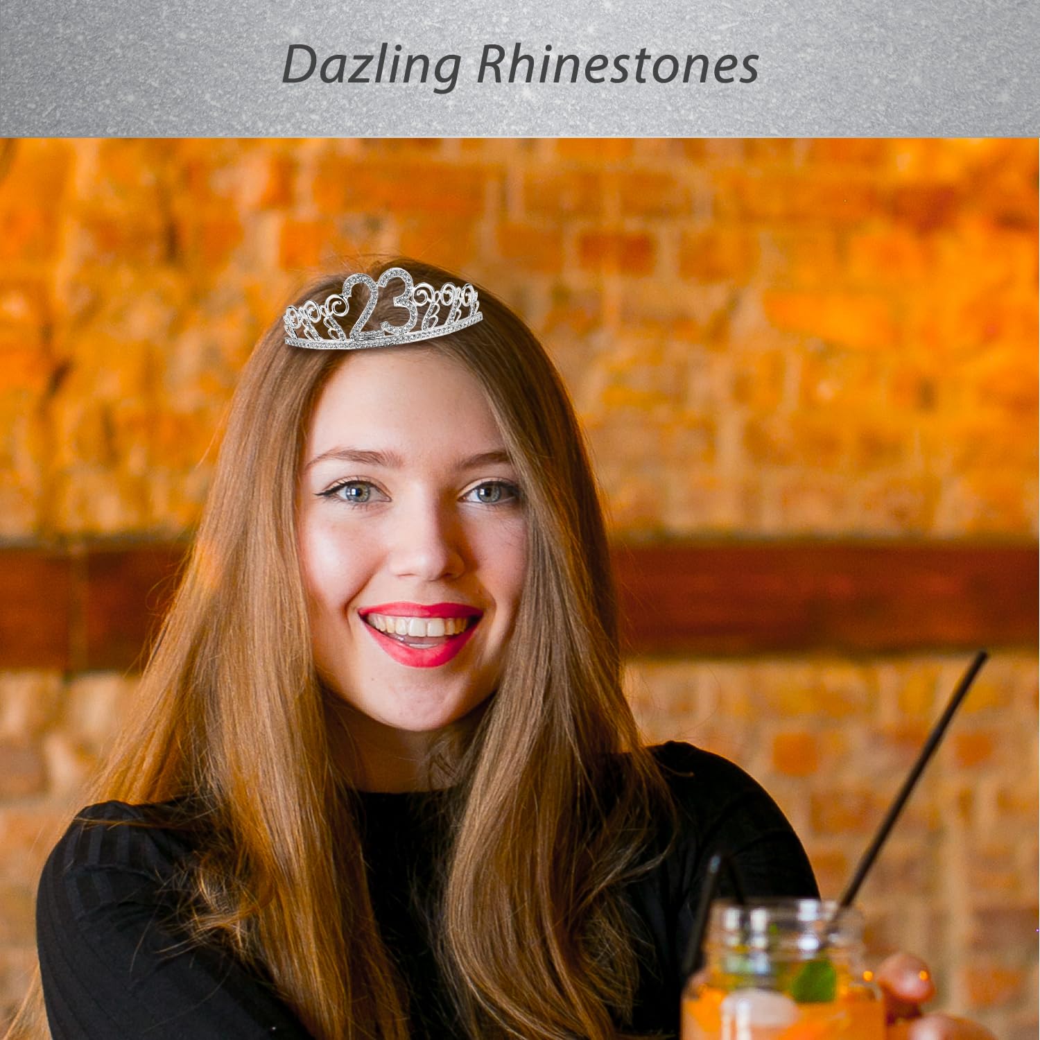 MEANT2TOBE 23rd Birthday Sash & Tiara Set for Women - Sparkling Glitter Sash with Rhinestone Silver Metal Tiara | Perfect 23rd Birthday Party Gift for Her | Great for Birthday Celebrations, Bachelorette Parties & Special Occasions