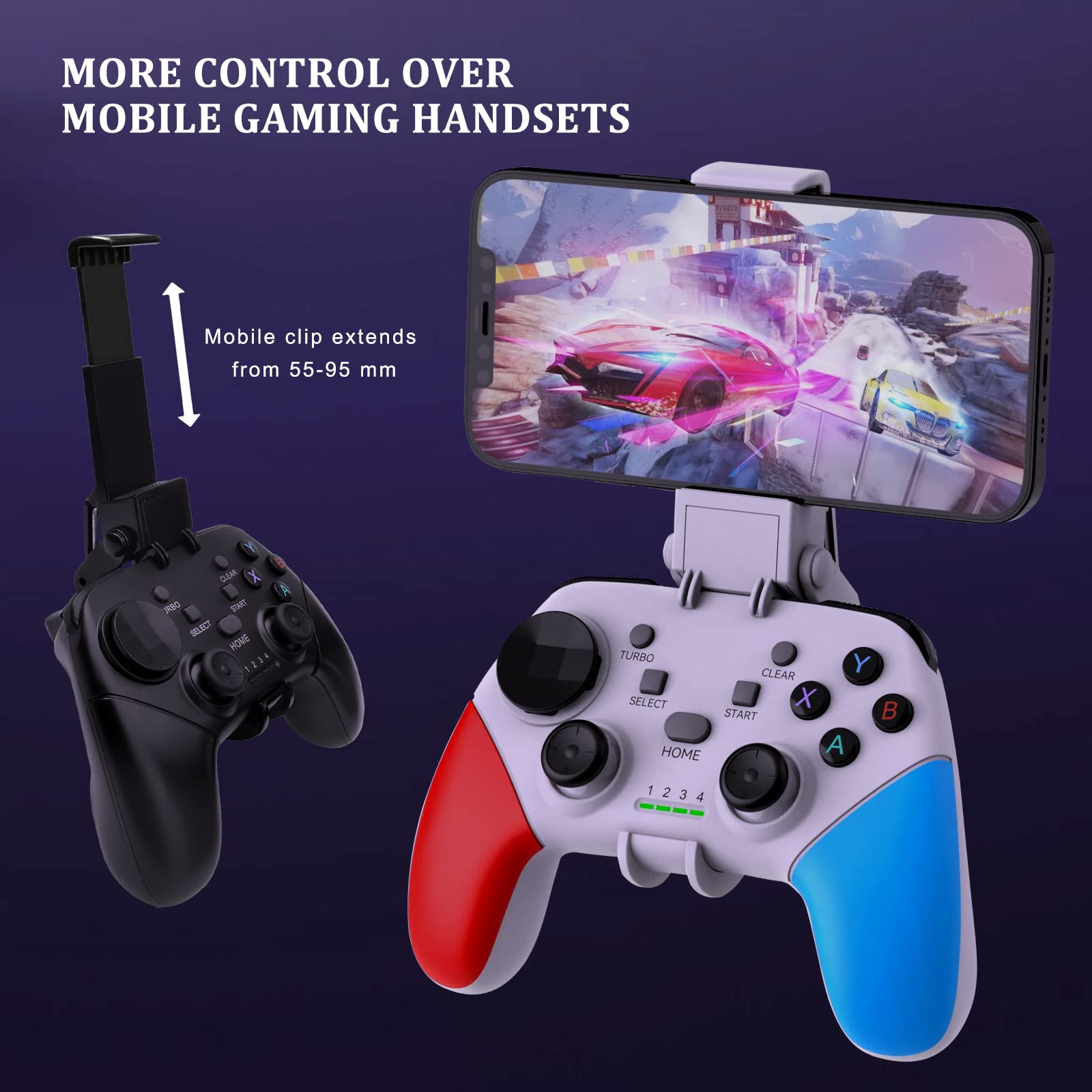 Megadream Wireless Bluetooth Gaming Controller for iPhone Android iPad PC Switch PS4 - Mobile Gamepad with Phone Holder, Turbo Function, Cloud Gaming & Streaming Compatible (PS5/Xbox Supported) - Perfect for Fortnite, Call of Duty Mobile & Cloud Gaming (White)