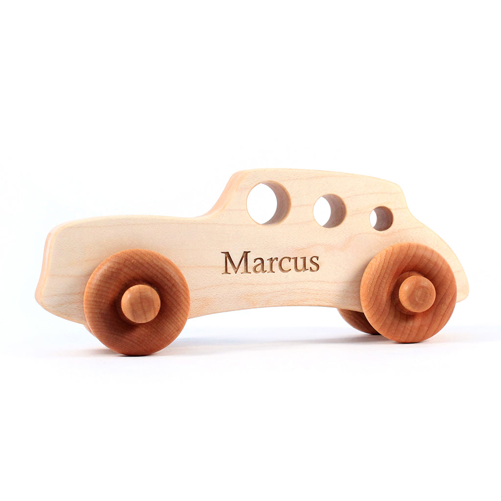 Vintage Wooden Race Car Toy for Kids - Classic Handmade Racer for Boys & Girls - Perfect for Pretend Play, Nursery Decor, and Birthday Gifts