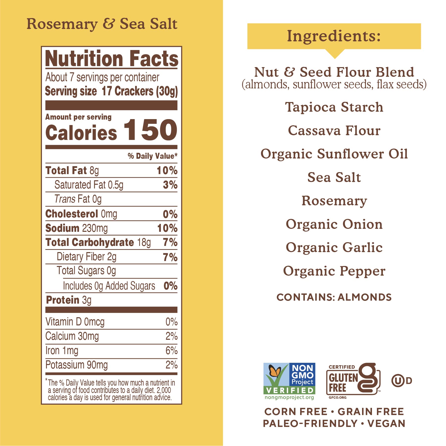 Simple Mills Almond Flour Crackers - Gluten Free, Vegan, Healthy Snacks, Rosemary & Sea Salt, Family Size 7oz (Pack of 2) | Perfect for Lunchboxes, Parties & Keto Diet