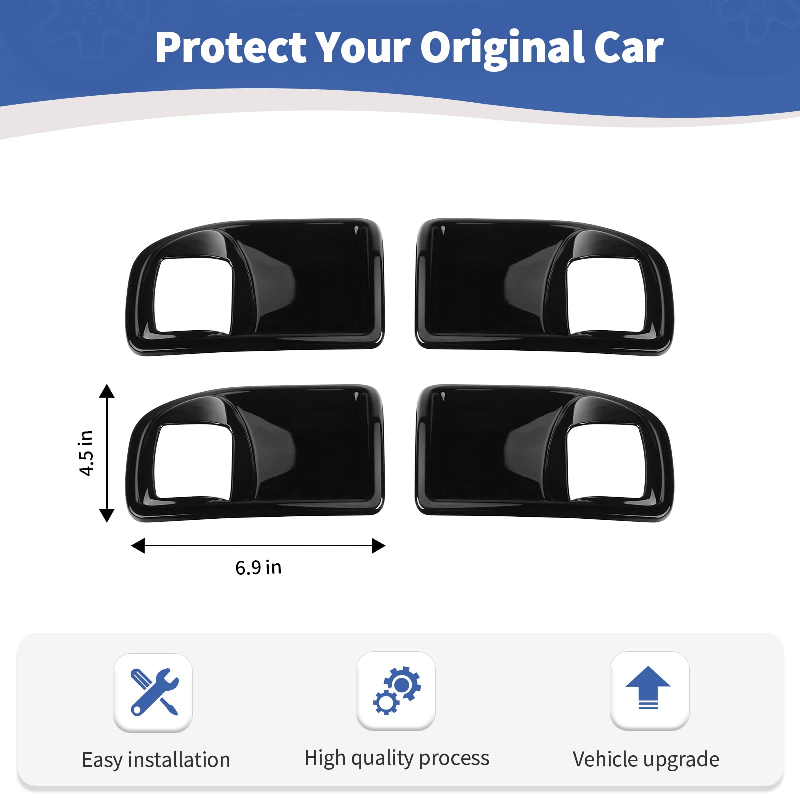 Jeep Wrangler JK JKU Inner Door Handle Cover Bowl Trim - Black Interior Accessories (4pcs) | Compatible with 2011-2017 Jeep Wrangler JK & JKU 4-Door Models | Perfect for Interior Protection & Style Upgrade