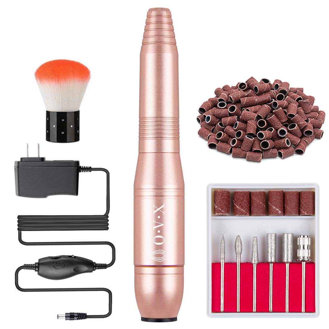 Professional Electric Nail Drill Kit - 20000 RPM Portable Manicure Pedicure Machine with Sanding Bands, Drill Bits & Brushes for Acrylic Gel Nails (Gold) | Perfect for Home Salon, Nail Art & Professional Nail Care