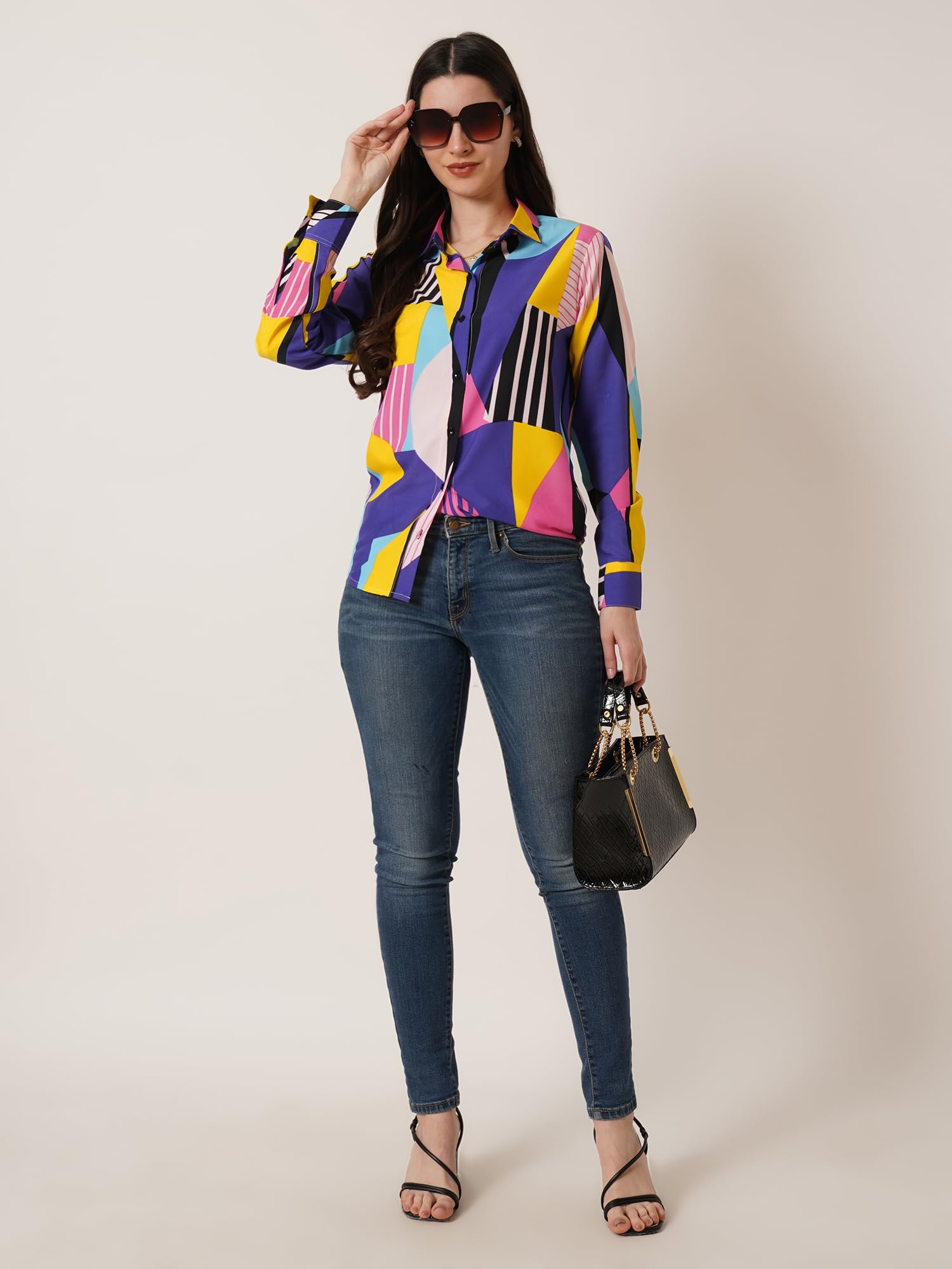 ZWERLON Women's Stylish Printed Western Long Shirt - Elegant Floral Blouse for Casual & Office Wear - Perfect for Spring Outfits & Western Fashion