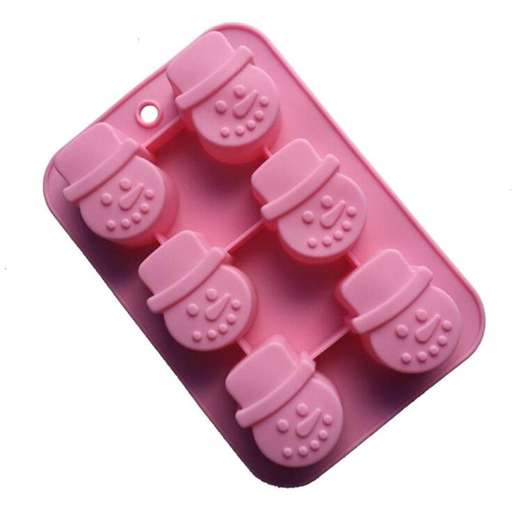 Allforhome 6-Piece Christmas Snowman Silicone Molds Set for Handmade Soap, Bath Bombs, Muffins, Ice Cream & Jelly Cake Making - DIY Baking & Craft Supplies for Holiday Decorations & Gift Making