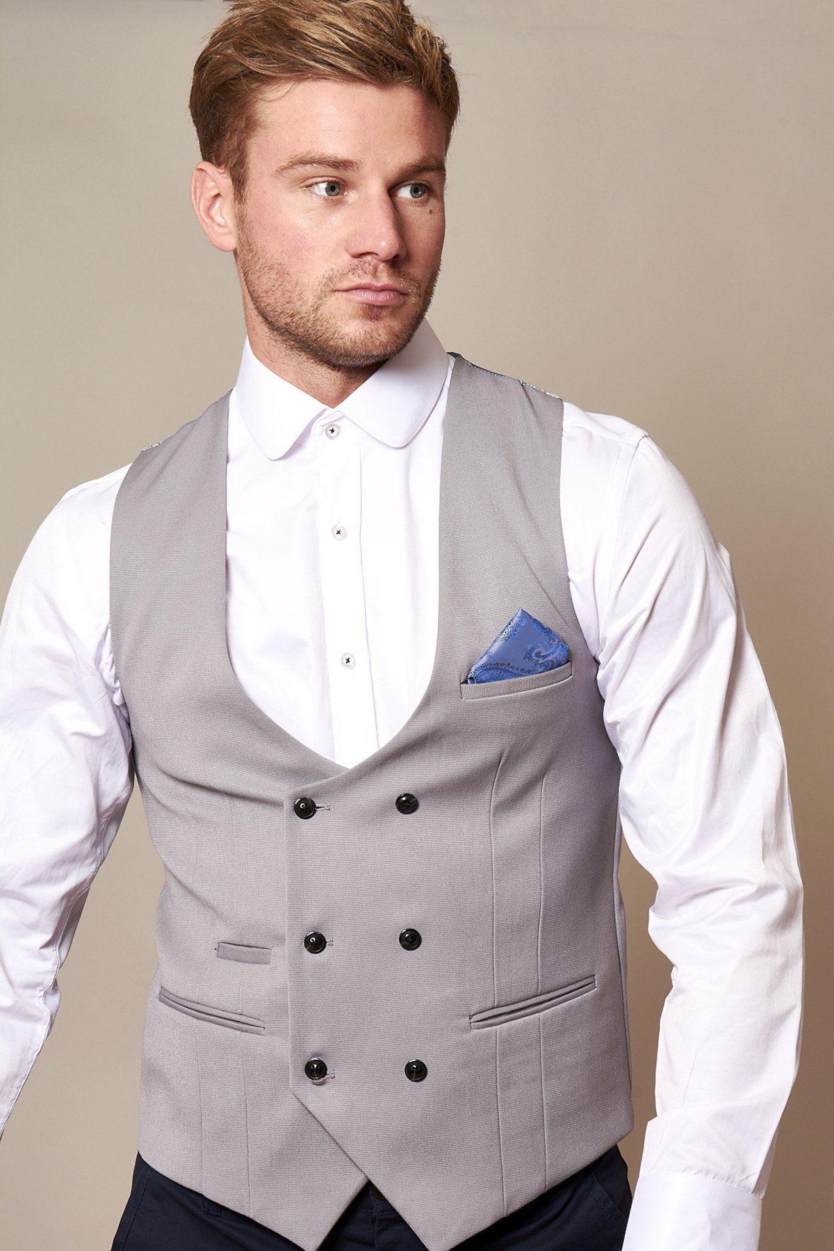 KELLY Women's Silver Grey Double Breasted Waistcoat Vest for Office, Wedding & Formal Events - Slim Fit Tailored Blazer Vest