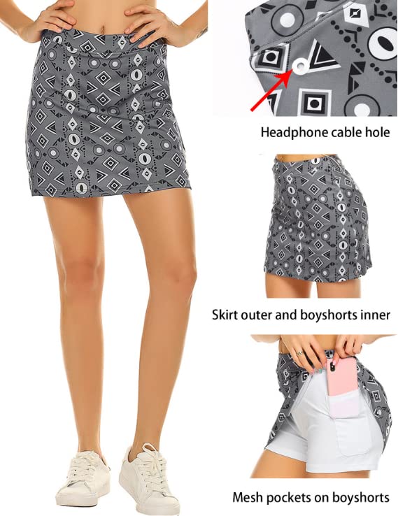 Ekouaer Women's Athletic Skorts - Lightweight Golf Skirts with Inner Shorts & Pockets for Tennis, Workout, Sports & Pickleball | Perfect for Gym, Running & Outdoor Activities