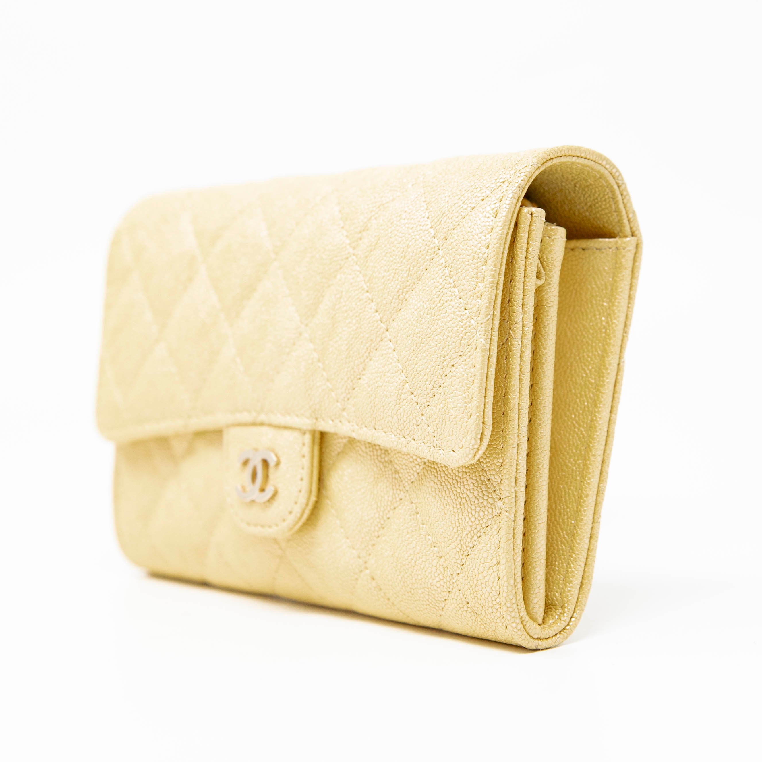 Chanel Yellow Iridescent Mini Wallet On Chain Crossbody Bag - Elegant Evening Clutch for Parties, Weddings & Special Occasions