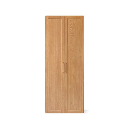 Oak Solid Wood Modular Wardrobe with Rattan Doors - Customizable Closet Storage for Bedroom & Living Room Organization