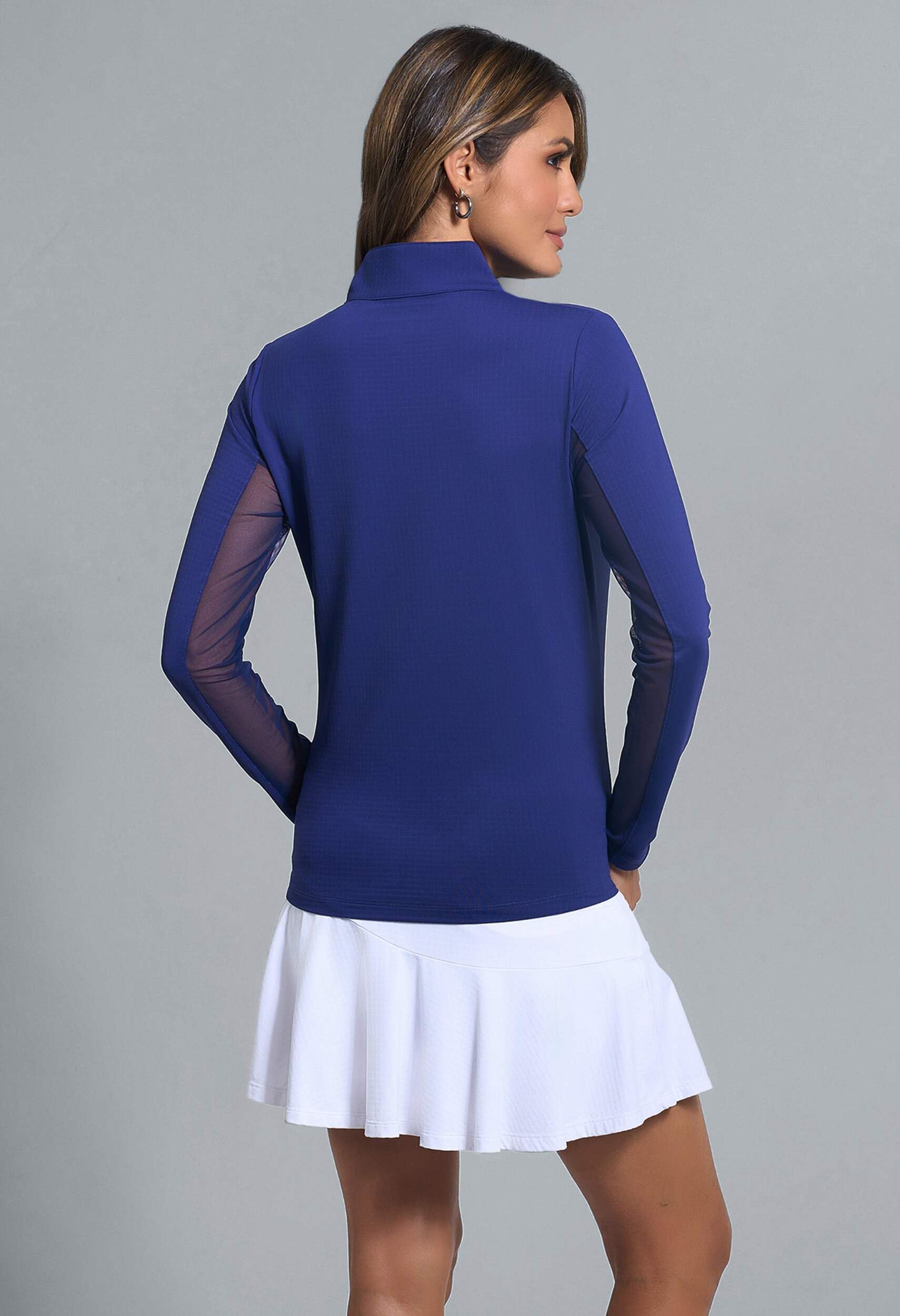 IBKUL Women's 1/4 Zip Mock Neck Long Sleeve Shirt - Solid Color Athletic Top for Running, Yoga & Outdoor Activities