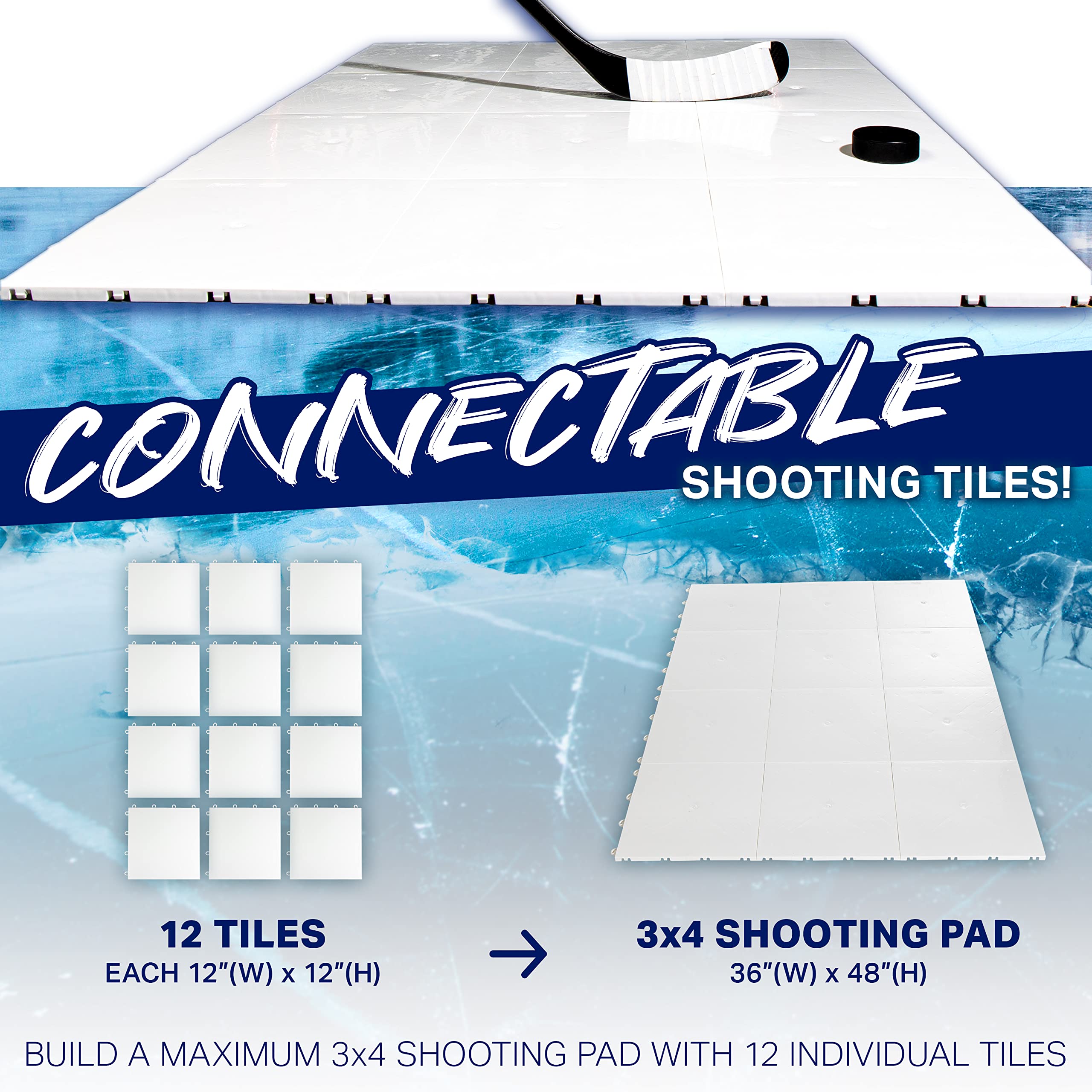 Franklin Sports Synthetic Ice Hockey Shooting Pad - 4' x 3' Feet - Fake Ice Dryland Tiles for Hockey Training, Stick Handling & Shot Practice - Perfect for Home, Backyard & Off-Ice Training Sessions