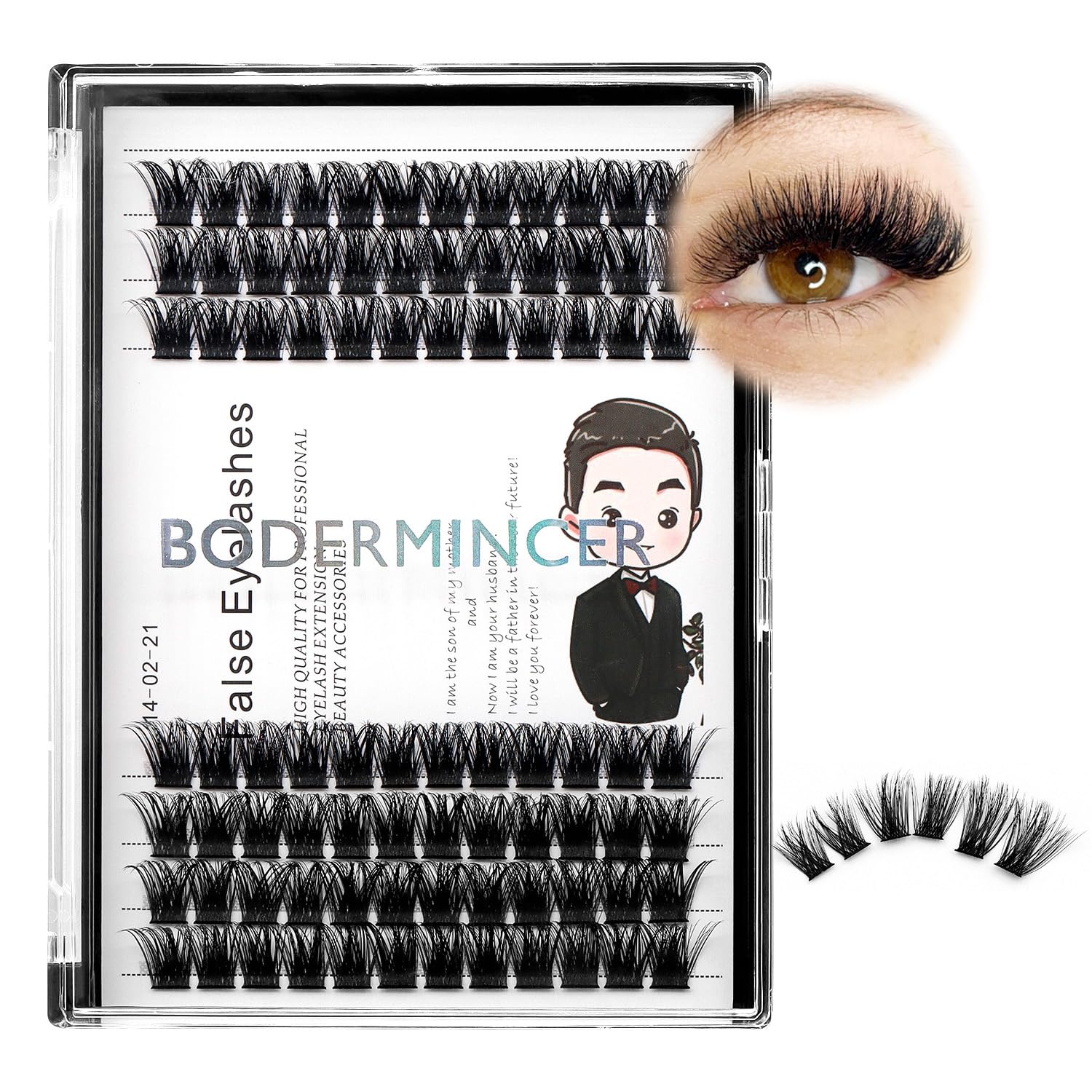 Bodermincer 84 Clusters D Curl False Eyelashes - Natural 3D Volume Lashes Set for DIY Eyelash Extensions | 12mm Glue Bonded Individual Lashes | Perfect for Daily Wear, Special Occasions & Professional Makeup Artists
