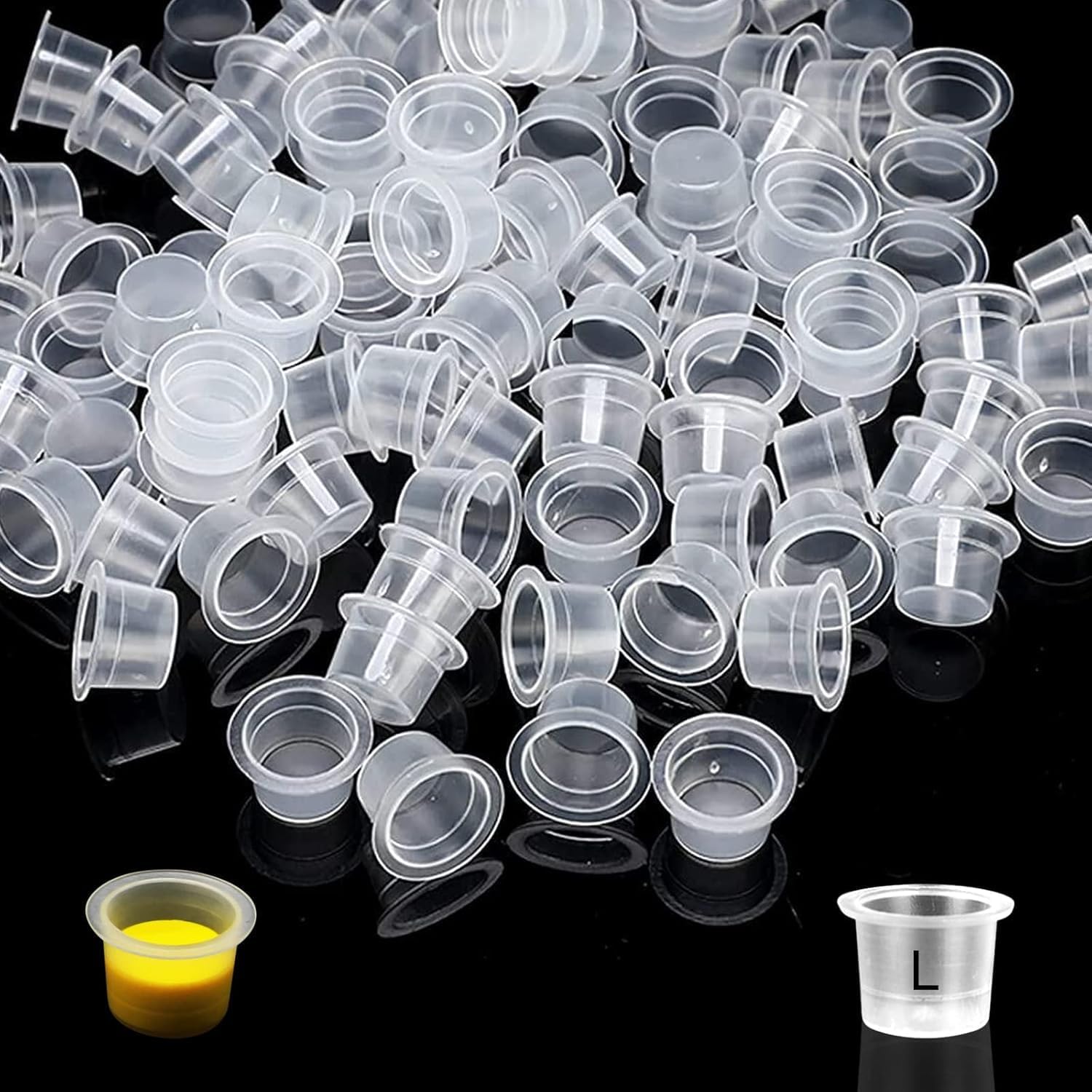 SIGMA PRO Plastic Ink Cups - 100PC Small White Pigment Ink Cups for Professional Tattoo Artists | Tattoo Studio Supplies & Ink Storage Containers