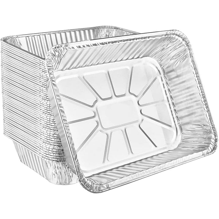 200 Count Heavy Duty Disposable Aluminum Foil Pans 14.2x10.63x2.94 Inches - Rectangular Baking Pans for Roasting Chicken, Turkey, Vegetables - Perfect for Parties, Catering & Meal Prep
