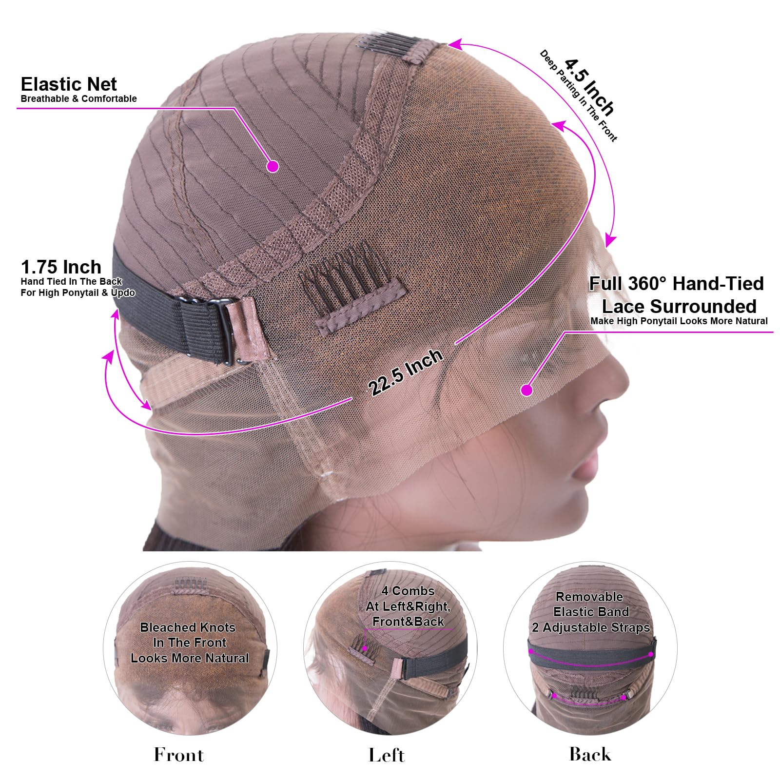 360 Lace Front Human Hair Wigs for Black Women - 22