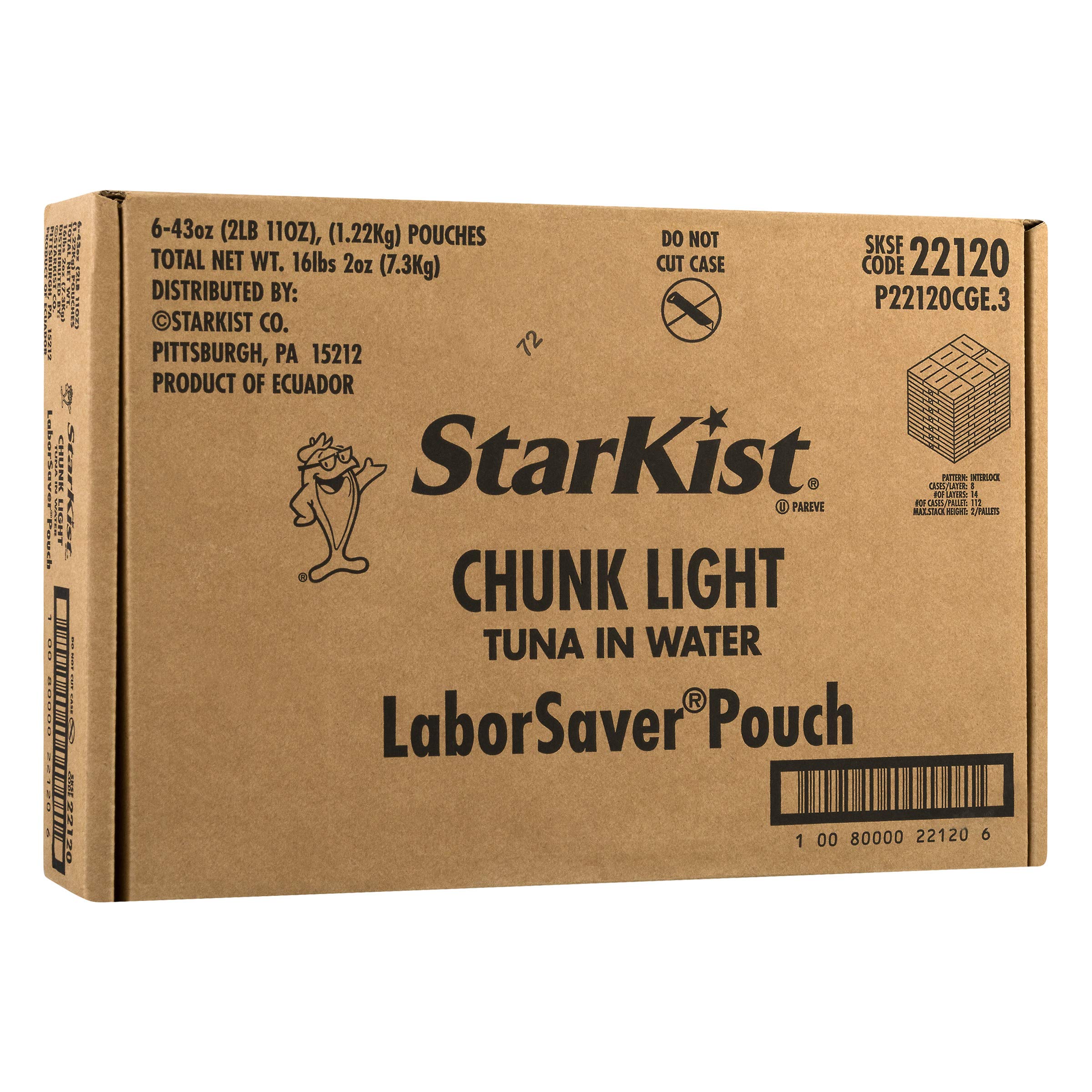 StarKist Chunk Light Tuna in Water - 43 oz Pouch (Pack of 6) | Wild Caught, High Protein, No Salt Added | Perfect for Salads, Sandwiches & Meal Prep