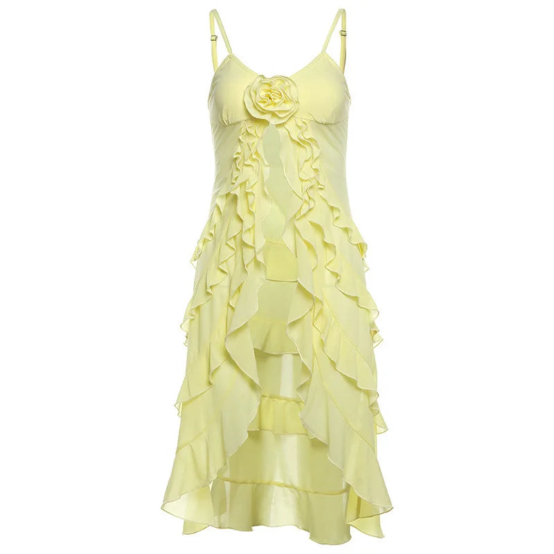 3D Floral Applique Ruffle V-Neck Backless Tank Tops for Women - Sexy Summer Cami Tops, Resort Wear, Beach Vacation Outfits, Cute Casual Blouses - Perfect for Pool Parties, Date Nights & Tropical Getaways