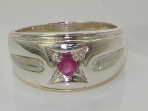 925 Sterling Silver Natural Ruby Men's Wedding Band Ring - Size 4 to 12 - Durable & Hypoallergenic for Daily Wear - Perfect for Engagement, Anniversary & Gift Giving