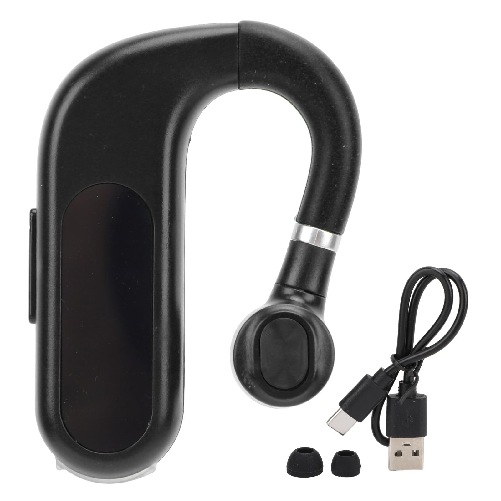 Single Bluetooth Earbud - Wireless BT 5.2 Headset with Digital Display | Rotatable Comfortable Earphone with Clear Sound for Smartphones (V13 Black) | Perfect for Workouts, Commuting & Hands-Free Calls