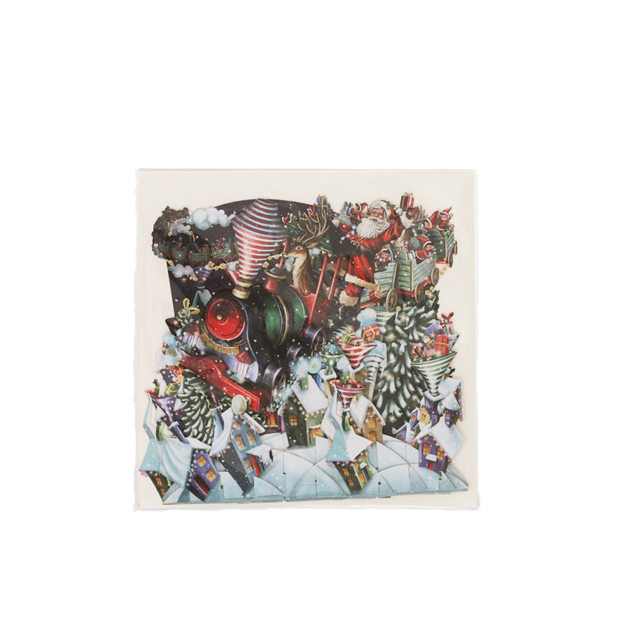ME&MCQ Christmas Pop-Up Greeting Card - Santa's Express Train 3D Holiday Card for Festive Wishes, Gifts & Home Decor