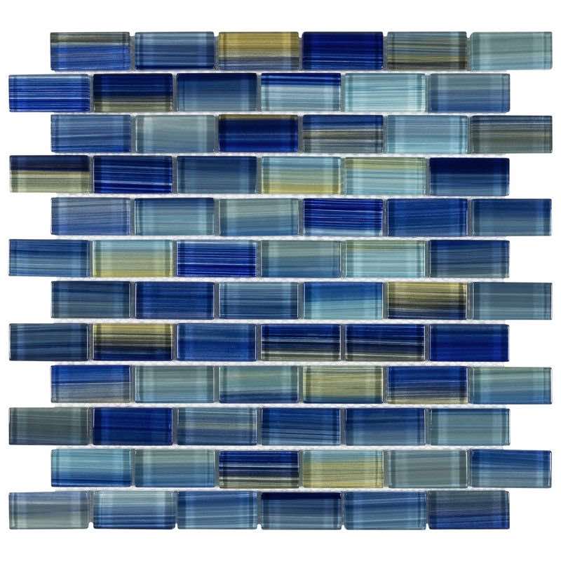 Aquarella Blue Glass Mosaic Tile 1x2 Inch - Perfect for Kitchen Backsplash, Bathroom Walls & Pool Designs