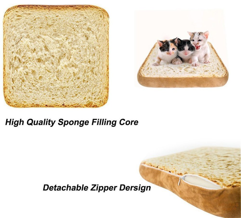 **Soft Cat Cushion Bed - Cozy Pet Mattress for Small & Medium Dogs & Cats - Plush Toast-Shaped Bedding Pad for Sleeping, Resting & Play (15.7