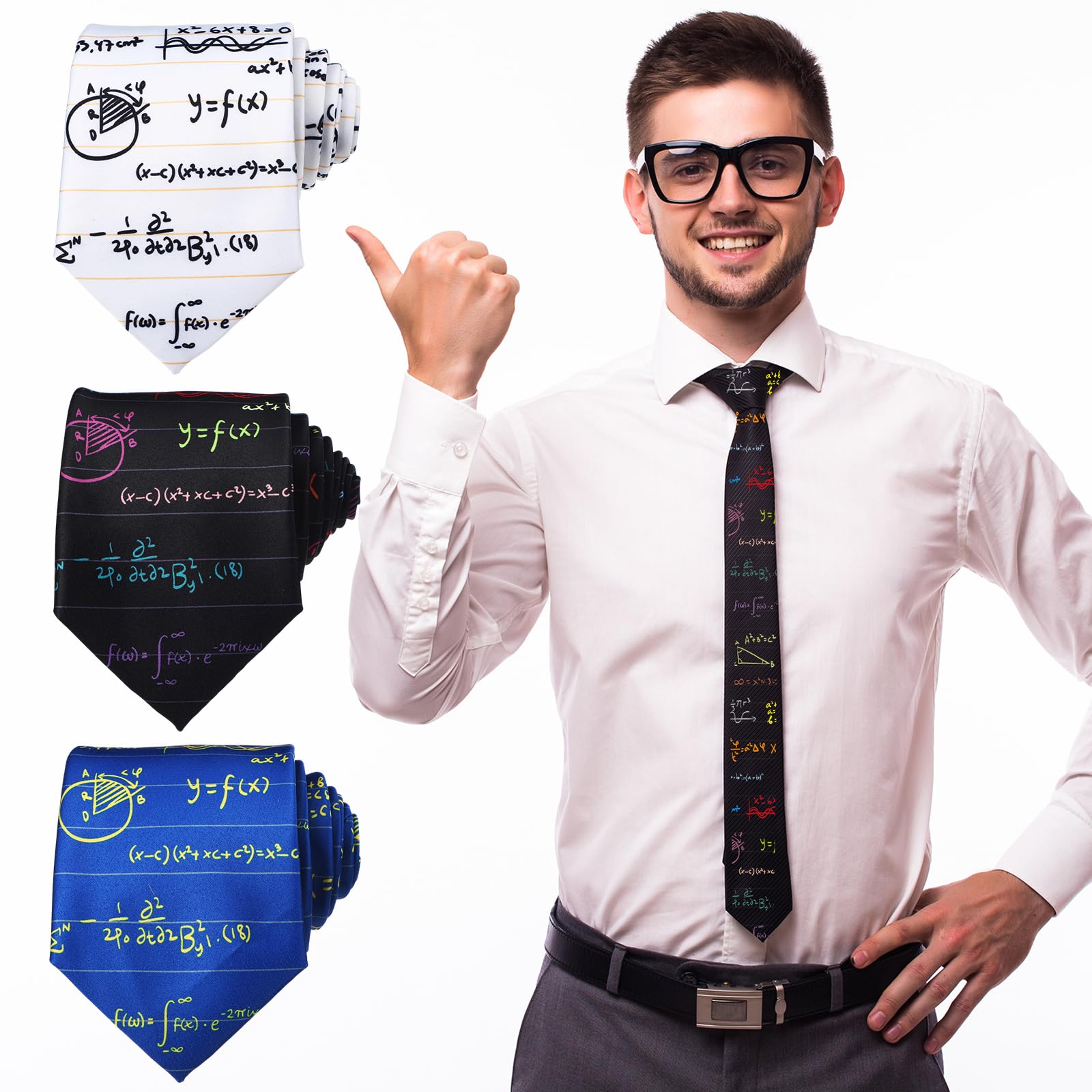 3 Pack Math Equation Ties - Teacher Gift for Men - Classroom & Office Wear