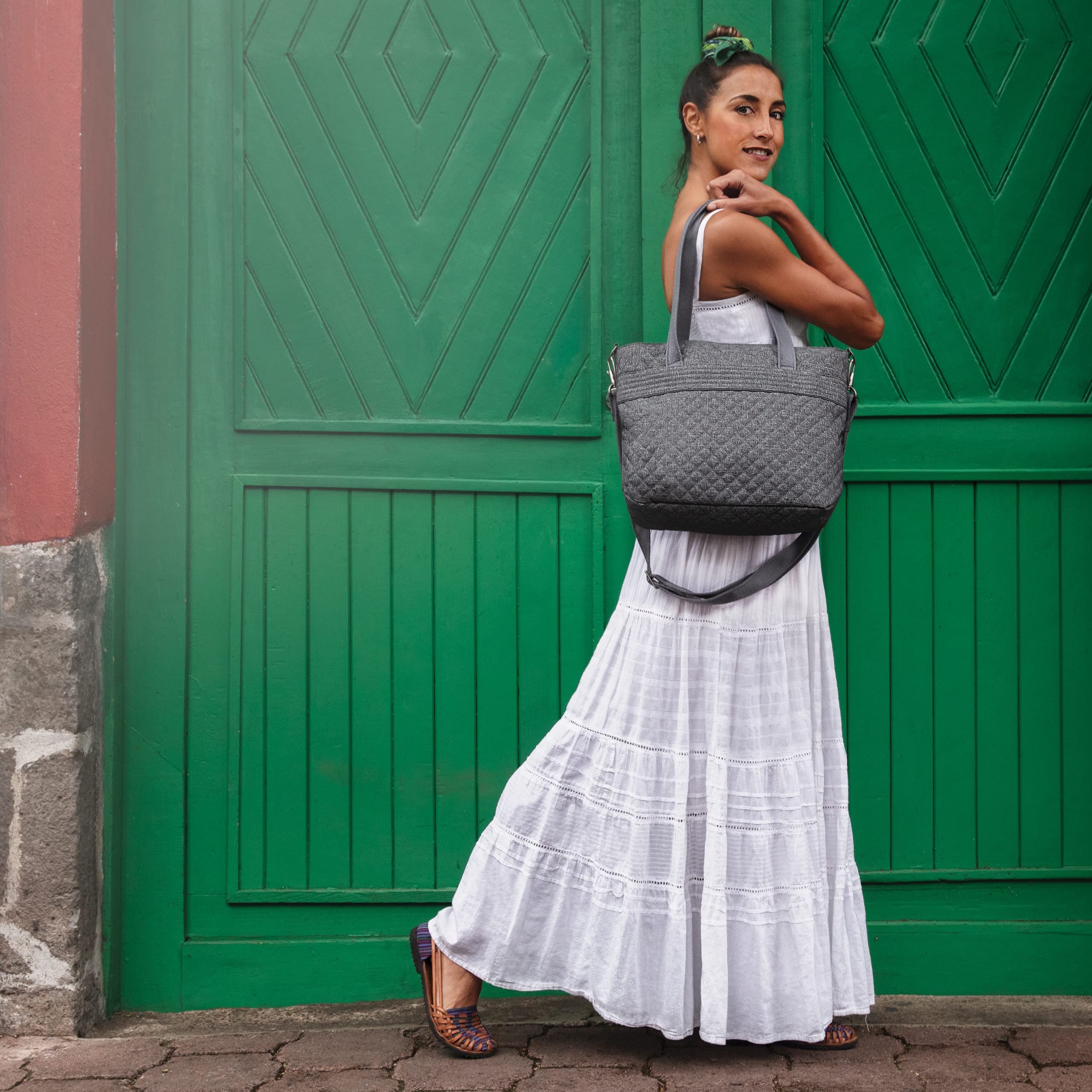 Travelon Anti-Theft Boho Tote Bag for Women - Lightweight Waterproof Crossbody Purse with RFID Blocking - Perfect for Travel, Shopping & Daily Commute