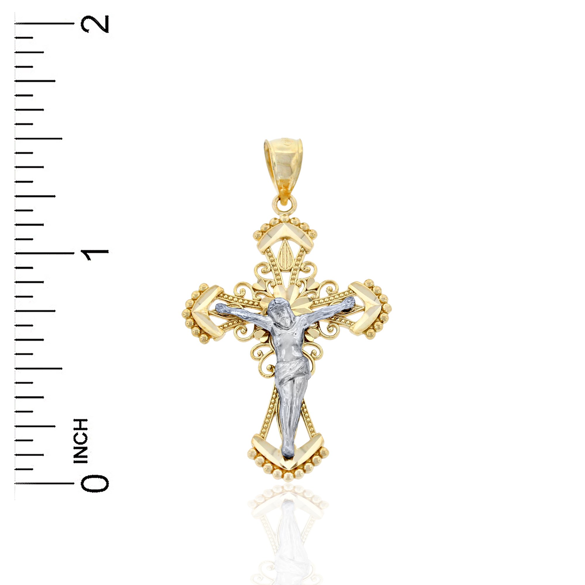 14K Solid Gold Men's Large Crucifix Cross Pendant - Religious Jewelry for Men, Perfect for Gifts, Baptism, First Communion & Everyday Wear