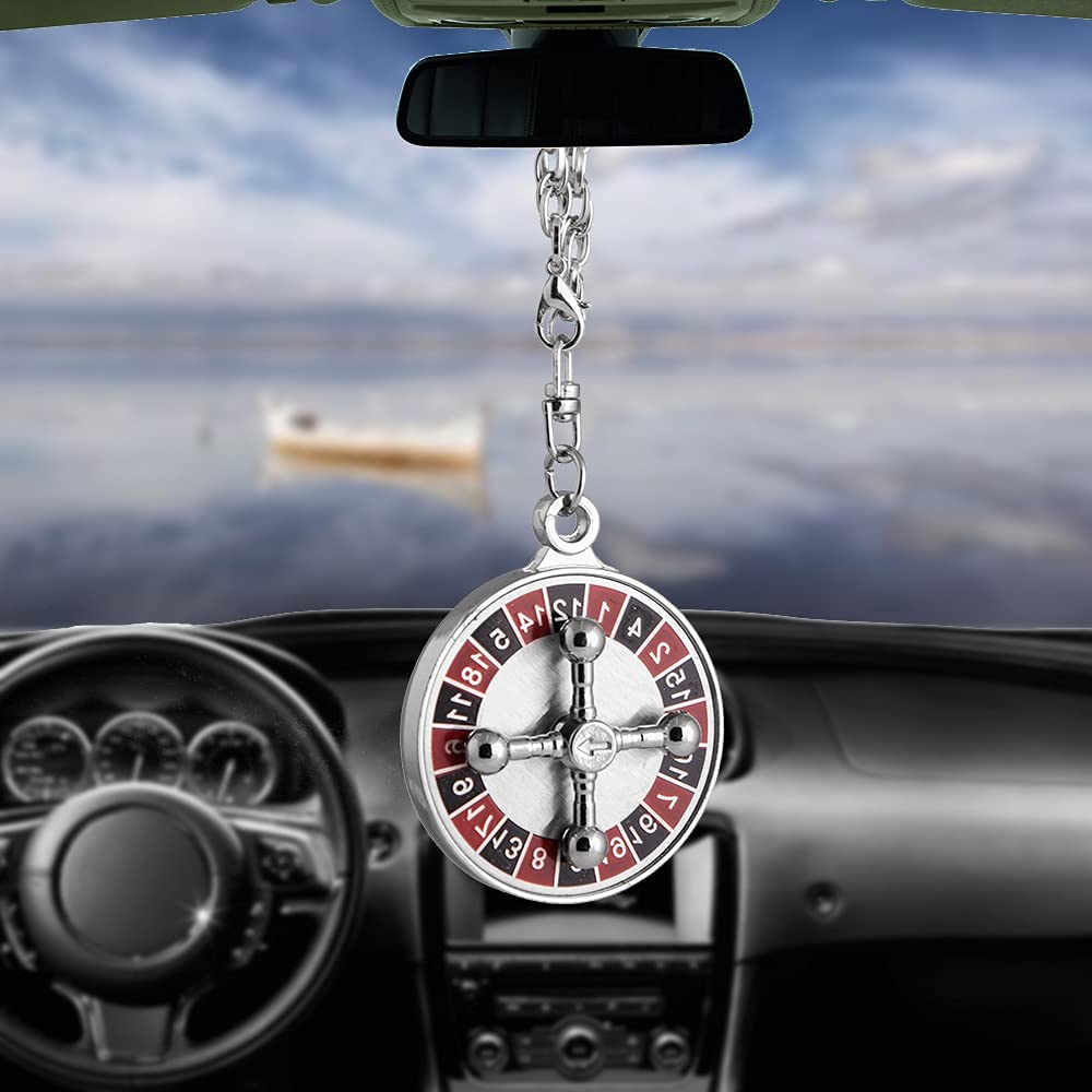 Rotating Russian Roulette Car Compass Pendant - Fractional Design Hanging Charm for Rearview Mirror Decoration | Perfect for Road Trips & Adventure Seekers