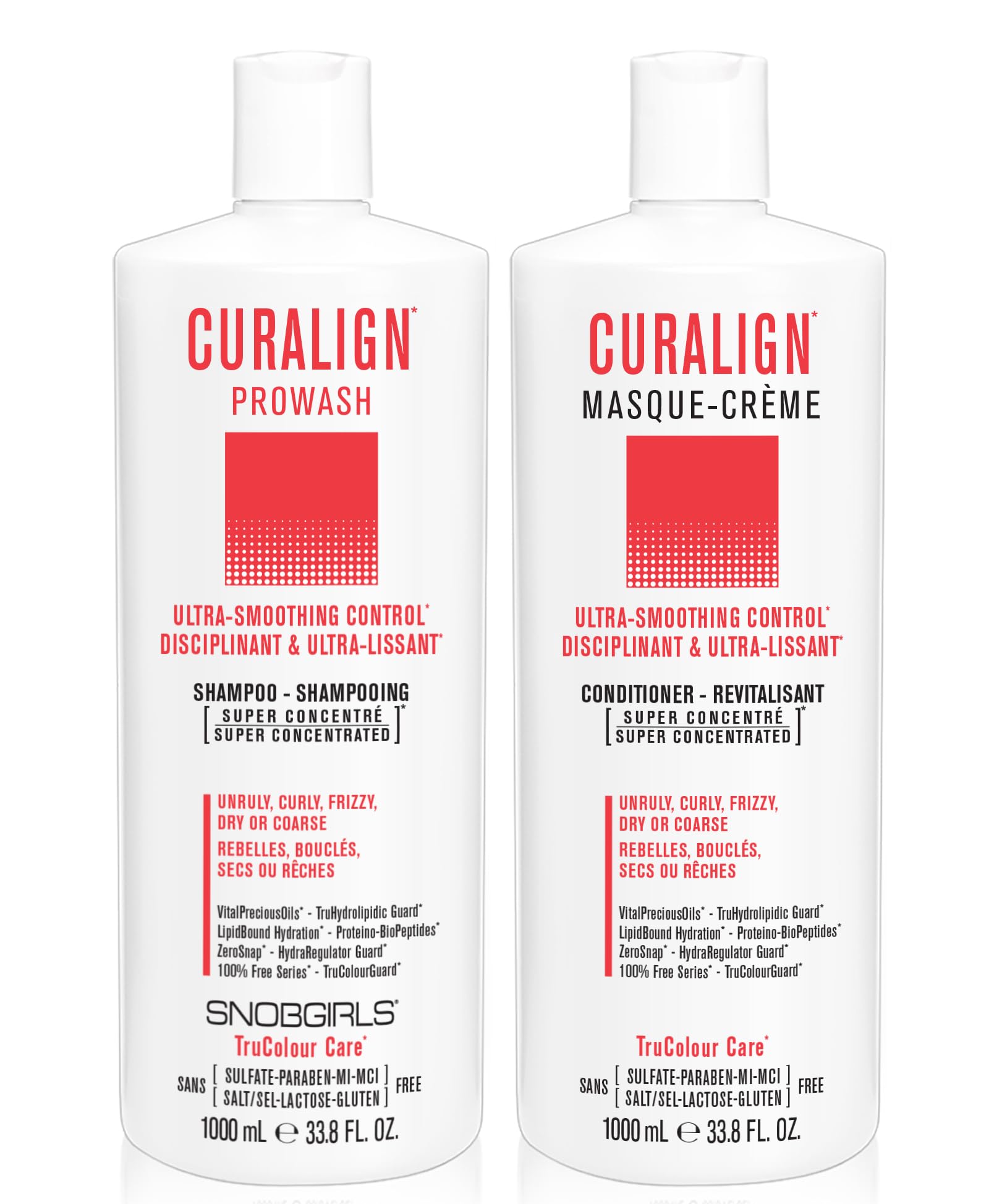 CURALIGN Vegan Smoothing Shampoo and Conditioner Set for Frizzy, Dry, Curly & Coarse Hair - Ultra Smoothing Control for All Hair Types | Perfect for Daily Hair Care & Salon-Quality Results at Home