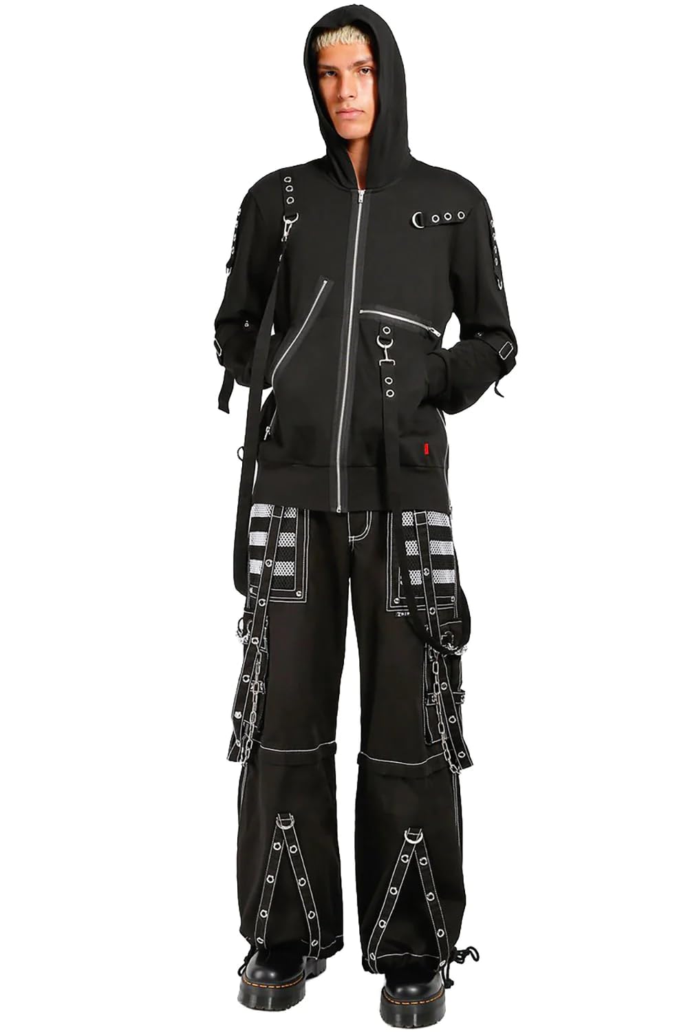 Tripp Electro Pants for Women & Men - Black & White Baggy Gothic Emo Punk Raver Trousers with Zipper Details | Perfect for Concerts, Raves, Halloween & Alternative Fashion Outfits