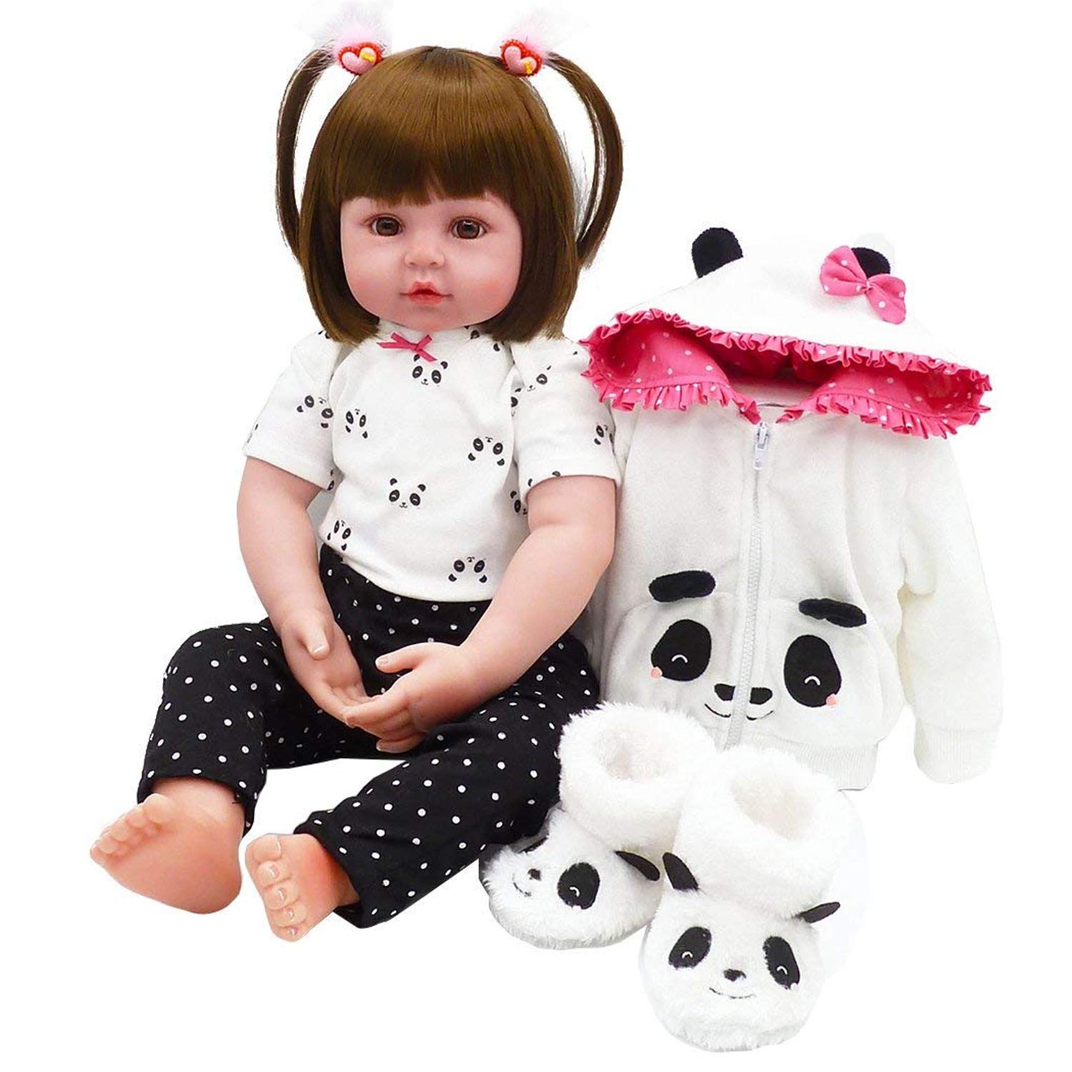 Anano 18 Inch Realistic Reborn Twin Baby Dolls - Soft Cotton Body Silicone Toddler Doll Set (Boy & Girl) for Nursery Decor, Gift Giving & Collectibles