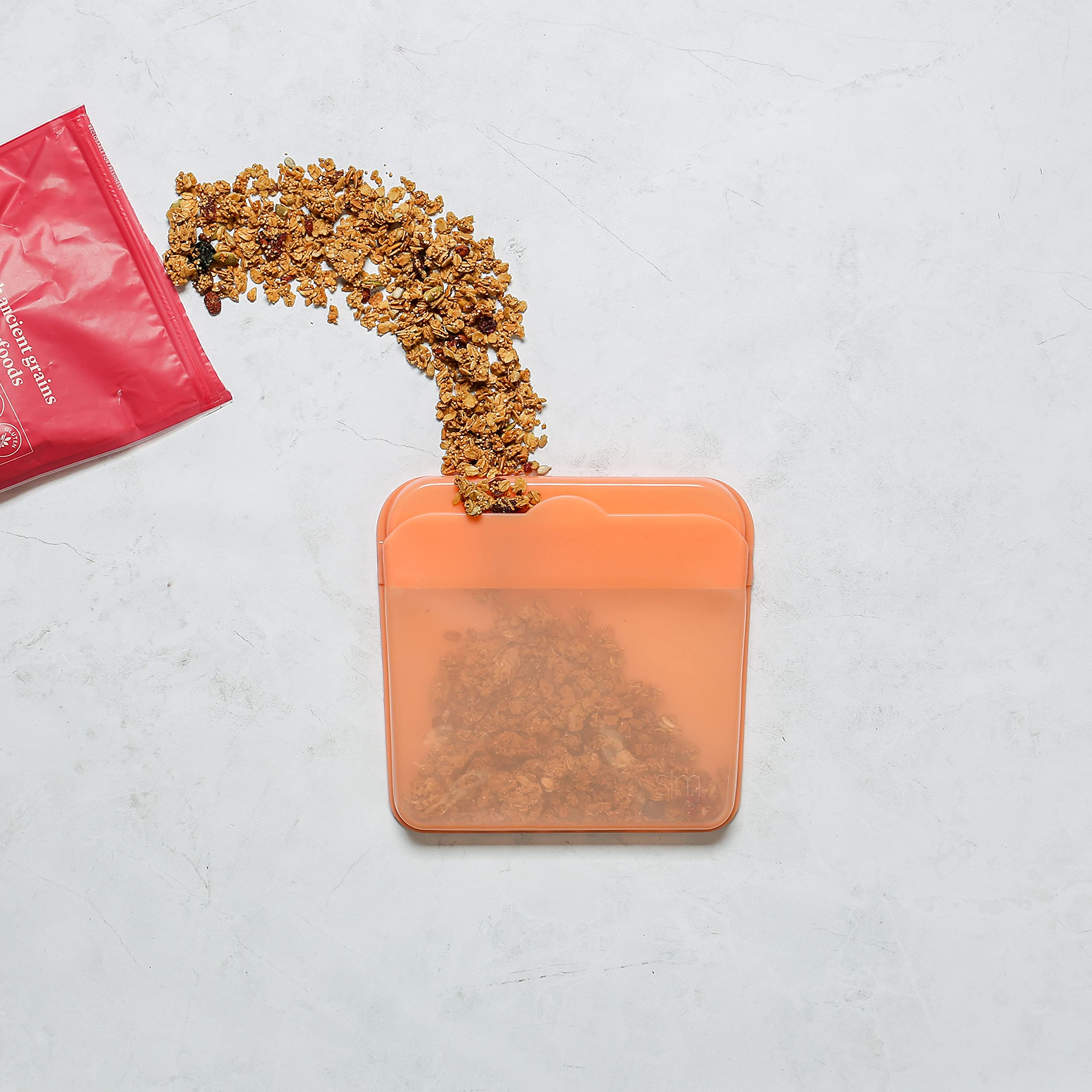 Eco-Friendly Silicone Sandwich Bags Reusable - Plastic-Free Food Storage for Snacks & Lunches | Microwave, Freezer & Oven Safe | 18oz (Fox & Flower Design) | Perfect for School, Work & Picnics
