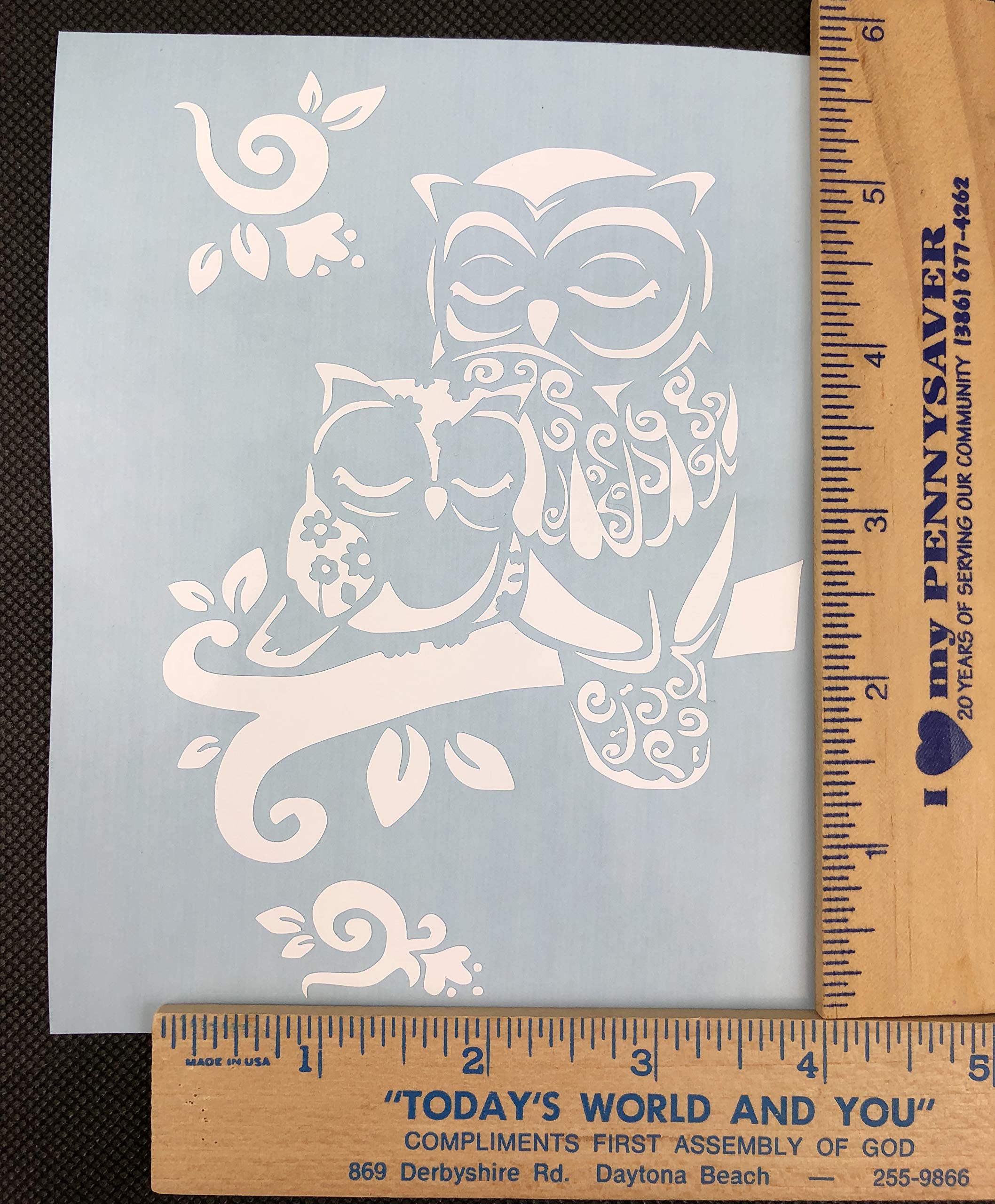 Owl Mom with Baby White Vinyl Decal - Waterproof Sticker for Nursery, Laptop, Car Window - Perfect Gift for Mother's Day & Baby Showers