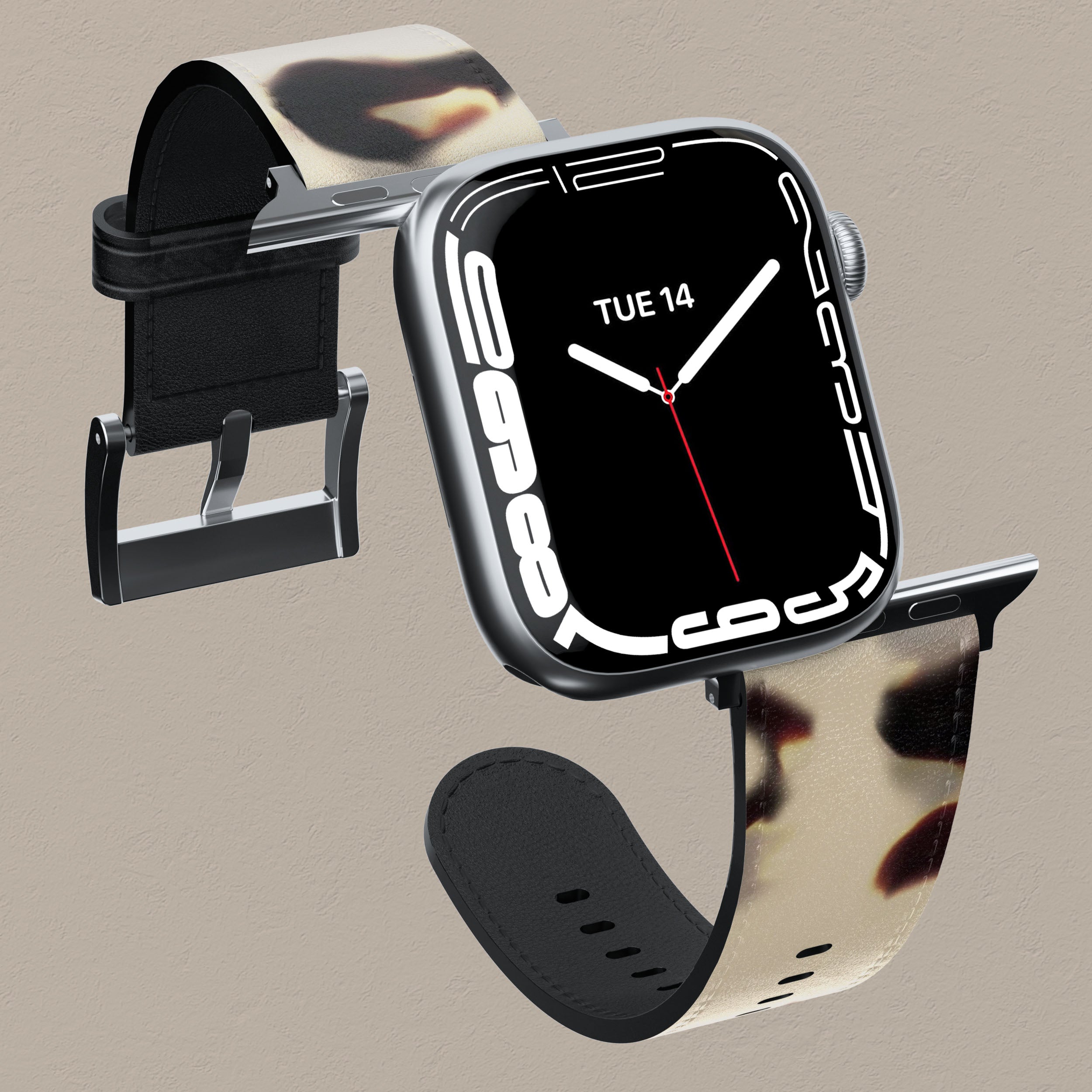 Premium Genuine Leather Tortoise Créme Apple Watch Band - Stylish & Durable Replacement Strap for Apple Watch Series 1-9, Perfect for Workouts, Office & Casual Wear