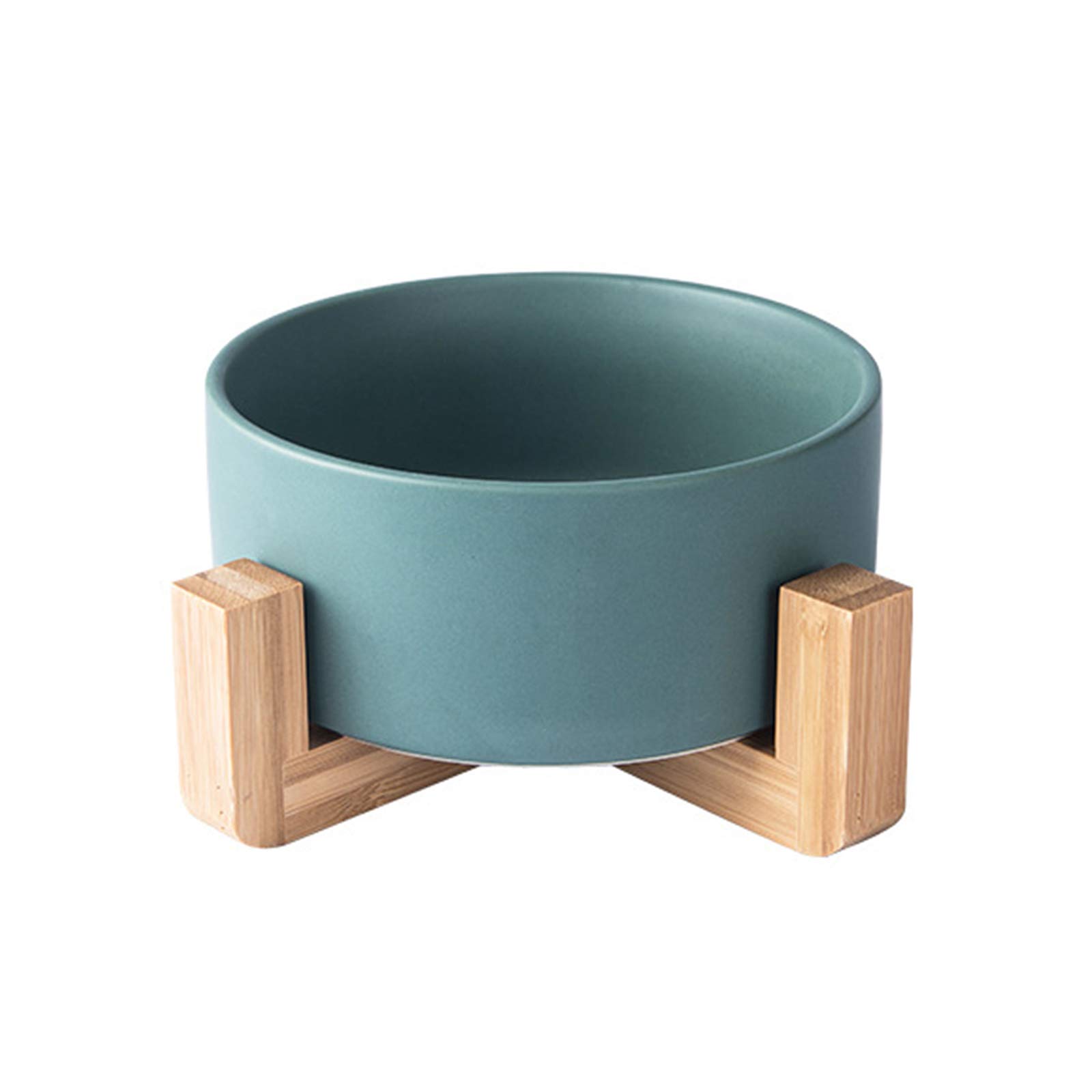 IMFILM Ceramic Plant Pot with Wood Stand - Indoor Succulent & Flower Planter with Bamboo Tray - Perfect for Home, Office, and Garden Decor