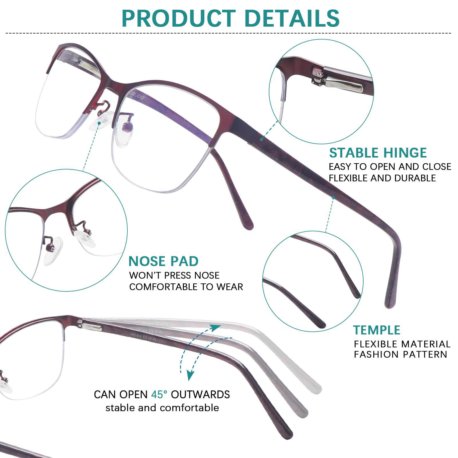 SOVCOD 2 Pack Blue Light Blocking Reading Glasses for Women - Progressive Multifocus Computer Eyeglasses with Spring Hinge - Perfect for Reading, Working on Computer & Digital Screen Use