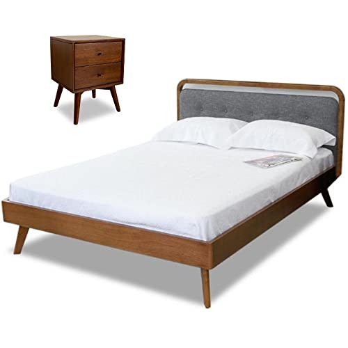Home Square 2-Piece Queen Bedroom Set - Platform Bed with Nightstand | Modern Bedroom Furniture for Small Spaces & Guest Rooms