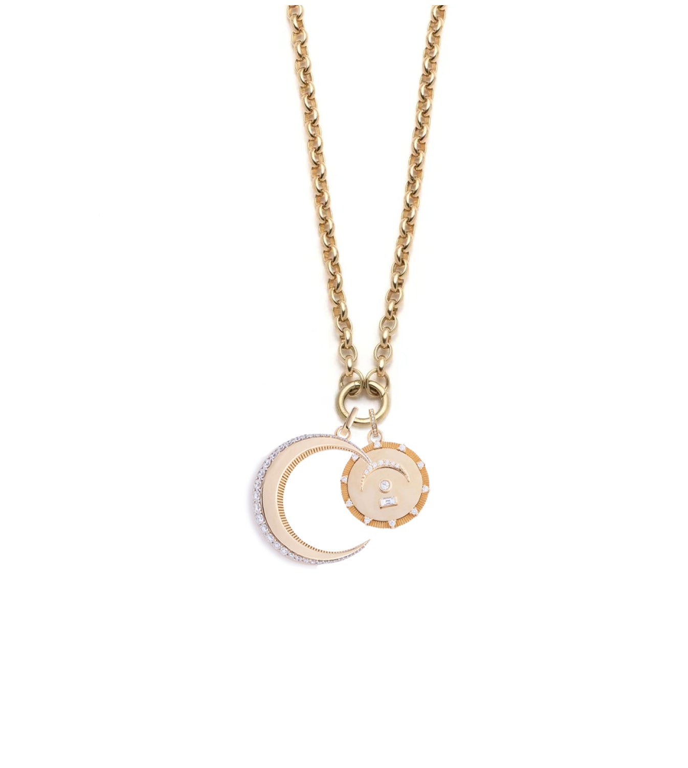 Engravable Crescent Pendant with Heavy Open Belcher Chain - Personalized Jewelry for Women & Men - Perfect for Gifts, Anniversaries & Everyday Wear