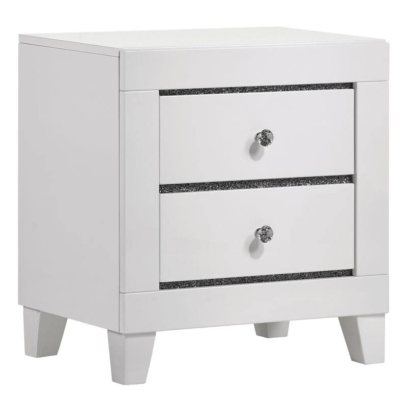 Furniture of America Murvy Contemporary Solid Wood 2-Drawer Nightstand in White - Modern Bedside Table for Bedroom Decor & Storage