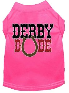 Derby Dude Screen Print Dog Shirt - Colorful Pet Apparel for Small & Medium Dogs - Perfect for Derby Parties & Pet Costume Events