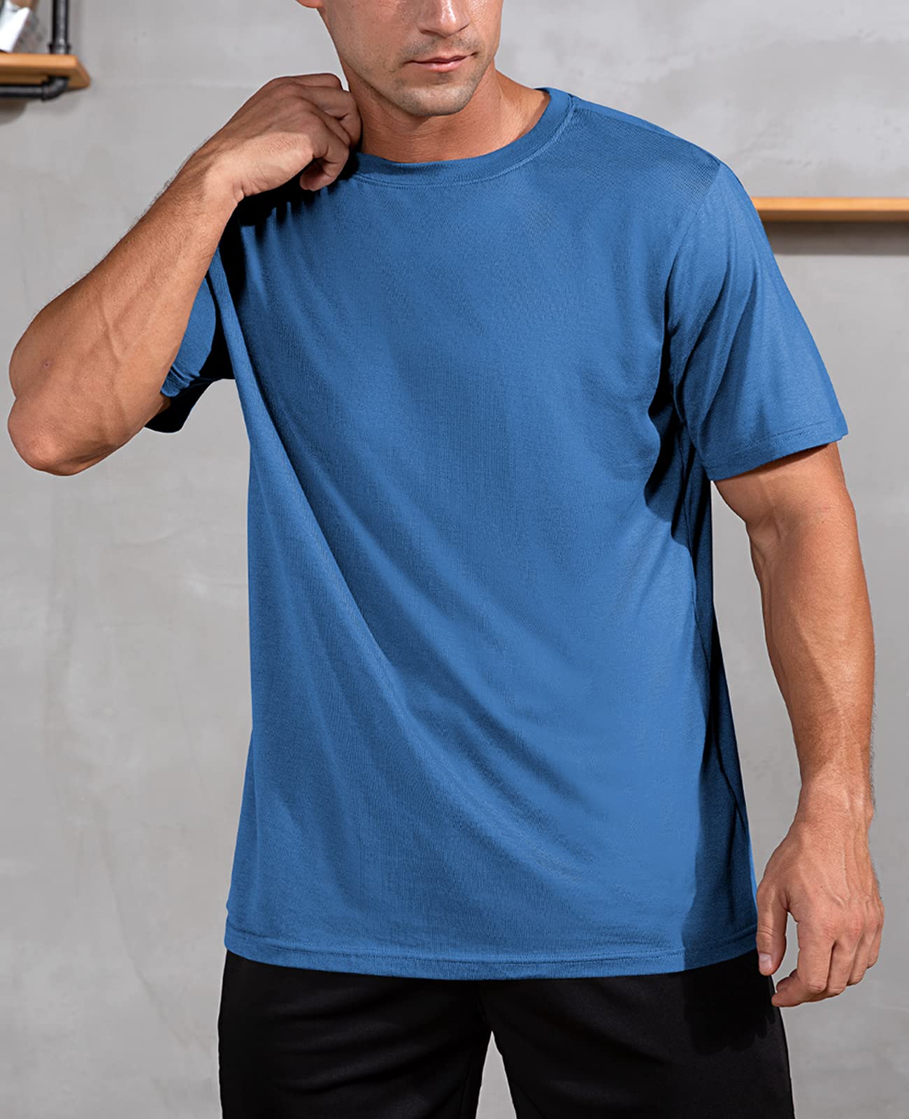 QUALFORT Men's Bamboo Viscose T-Shirt - Soft Breathable Crewneck Undershirt for Casual Wear & Layering | Eco-Friendly Comfort Shirt for Everyday Use