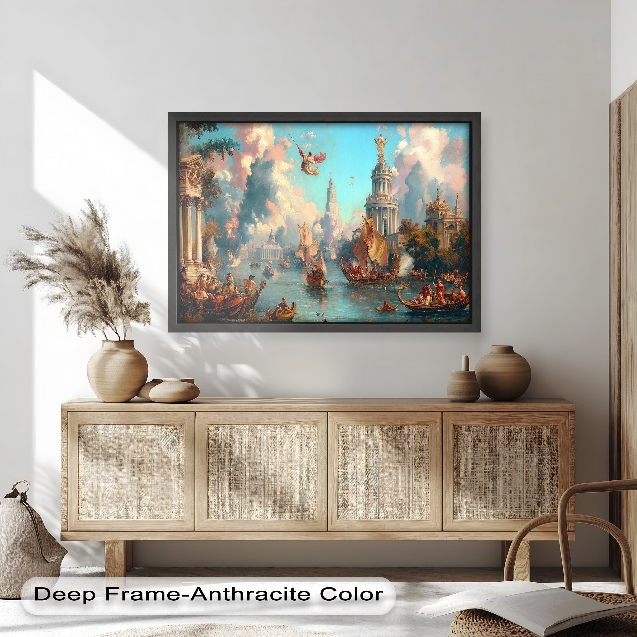 Baroque River Parade - Grand Venetian Fantasy Oil Painting | Hand-Painted Canvas Art for Home & Office Decor | Perfect for Living Room, Bedroom, or Gallery Wall Display